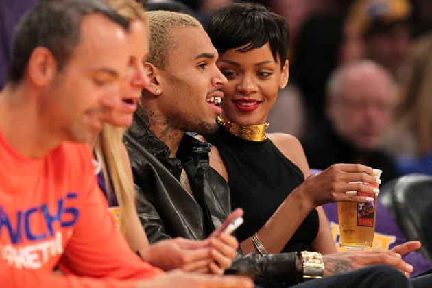Chris Brown and Rihanna at the Lakers Game Chris Brown and Rihanna at the Lakers Game